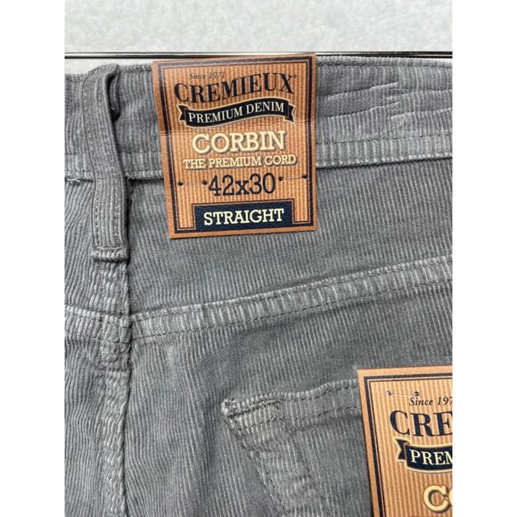 Cremieux Men's 42x30 Straight Fit Corbin Corduroy Pants Gray NWT - Picture 7 of 15